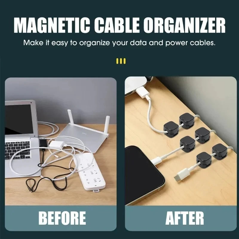 Magnetic cable organizer clip